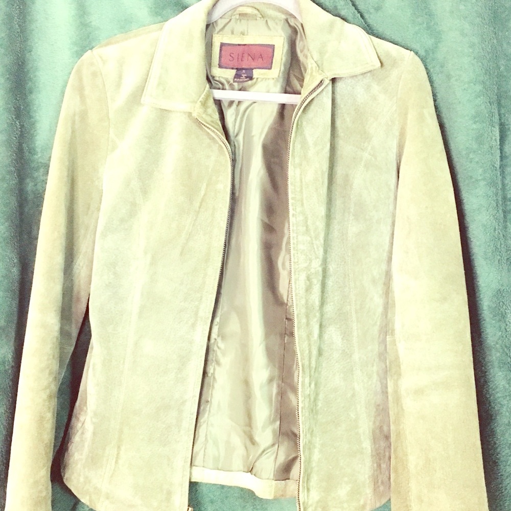 Gorgeous Sage Green Suede Leather Jacket 1990s
